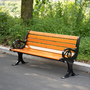 防腐木靠背小区铸铁脚座椅铁排椅等候木坐椅子户外公园长椅长櫈