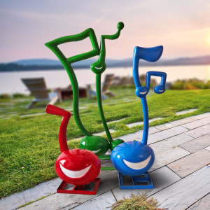 现代卡通音符笑脸摆件户外玻璃钢可爱音乐器元素雕塑景观美陈装饰