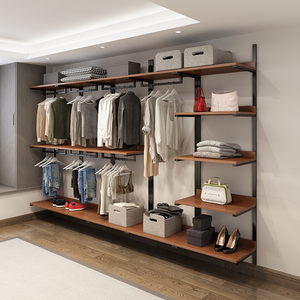 开放式衣柜架衣帽间置物架挂墙式金属架子卧室落地铁艺挂衣架定制