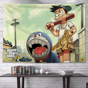 哆啦a梦gta5侠盗猎车手背景布挂布房间卧室装饰ins墙布宿舍床头