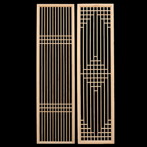 新中式实木花格电视背景墙线条护墙板装饰屏风隔断中国风仿古镂空