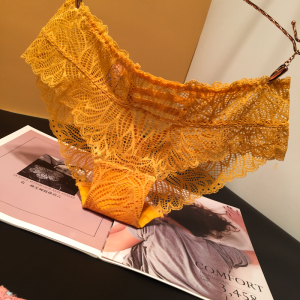 欧美蕾丝镂空透视舒适内裤女性感后u型绑带迷人诱惑女内裤三角裤
