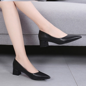 面试鞋子 大学生 教师公务员面试鞋子女黑色低跟招聘应聘职业工作