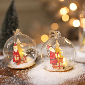 圣诞树装饰品玻璃小夜灯圣诞老人雪人挂件摆件圣诞场景布置道具
