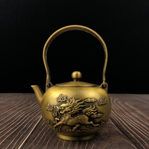 纯铜火麒麟酒壶摆件茶壶水壶客厅酒柜工艺装饰品龙纹酒壶福禄茶壶