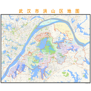 武汉市洪山区行政区划地图高清定制2021城市交通卫星办公室挂图