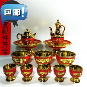 拜祭拜神供佛j塑料红金碗筷酒杯茶杯碗筷子酒壶22神台祭祀摆桌件