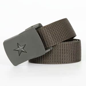 五角星皮带扣尼龙帆布腰带男潮运动户外五星合金扣头休闲布料编织
