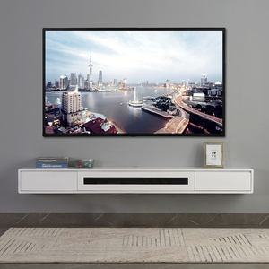 壁挂电视柜置物架实木挂墙吊柜北欧简约现代窄款悬挂式黑白色 橡