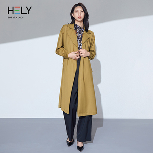 hely时尚设计中长款风衣2021秋季新品女装气质通勤款简约大气