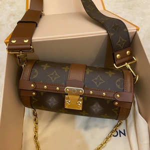 21新款达芙妮包包巴比龙trunk老花手提单肩斜挎链条圆筒包508-lv