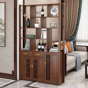 光明家具新中式玄关柜鞋柜一体门厅置物架实木框进门装饰间厅柜客