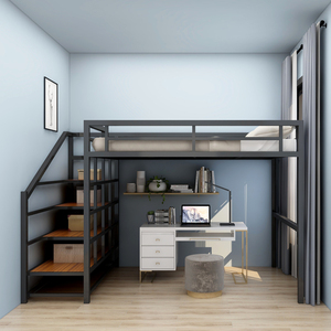 高架床上层下空小户型公寓阁楼式单上层床成人儿童双层复式二楼床