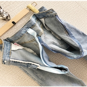 u全拉链裤女户外隐形拉链开裆牛仔裤野外情侣约会镂空开档裤紧身