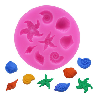 海洋生物海星海螺贝壳海贝硅胶翻糖模具蛋糕巧克力装饰工具创意磨