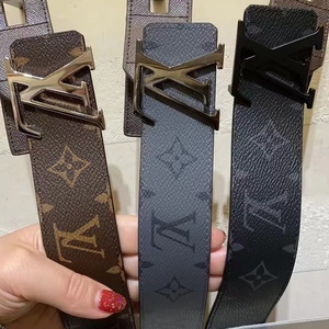 代购lv/路易威登男士皮带经典老花金扣黑花双面百搭休闲真皮腰带