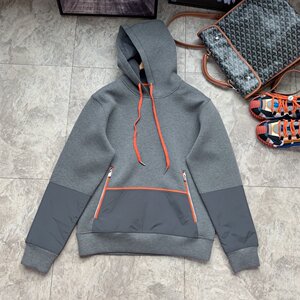 hermes爱马仕20秋新款 侧边拼接丝光面料男士h休闲运动百搭卫衣帽