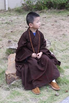 佛教居士小和尚高档了尘儿童海青海清僧服用品小孩僧衣僧鞋服结