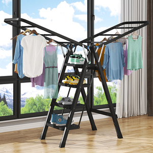 日本家用多功能折叠梯子晾衣架一体化两用三四五步室内室外人字梯