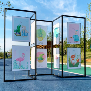 八棱柱书画展示架折叠展板幼儿园户外挂美术摄影书法作品屏风隔断