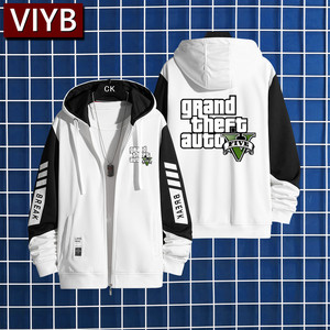 gta游戏5侠盗猎车手罪恶都市外套夹克连帽卫衣长袖衣服开衫秋冬款
