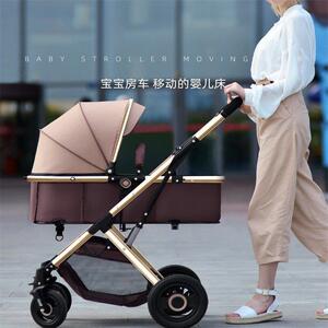 婴儿车床四轮景观两用可摇篮车可高折叠电动躺坐推车手推宝宝儿童