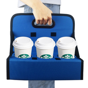 食物收纳盒可折叠手提咖啡杯外卖袋 隔热杯架Reusable cup holder