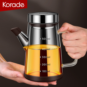 玻璃小油壶家用厨房不挂油带刻度调味瓶油瓶防漏酱油醋调料装油瓶