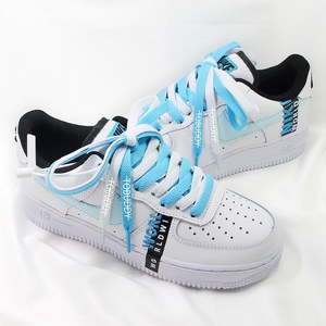 适配nike耐克af1空军一号aj1骨白冰蓝双色彩色反光字母鸳鸯鞋带