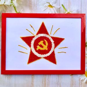 童心向党绘画儿童建党主题手工diy材料包五谷杂粮豆子粘贴环创画