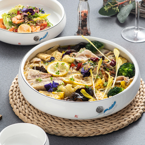 酸菜水煮鱼大盆碗网红大号中式餐具创意陶瓷家用大碗沙拉菜盘深盘
