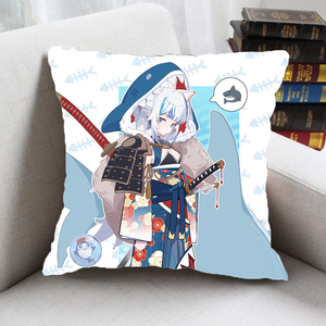 新品·古拉鲨f鱼娘女孩抱枕头靠垫定制礼品物gawrgura虚拟vtub定