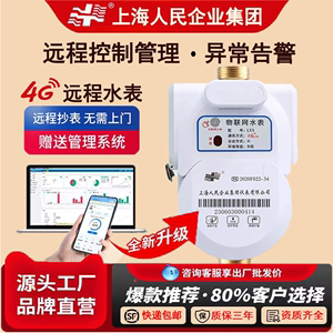 上海人民智能预付费4G远程管理通断扫码充值远传环保全铜防冻水表