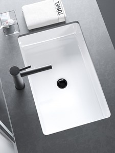 樱花卫浴北欧方形平底台下盆陶瓷洗脸盆嵌入式洗手盆家用洗