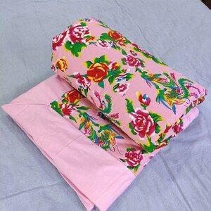 年代东北大花被子被套加手工缝制被j芯易拆洗纯棉花被传统