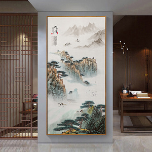 古典墙画新中式山水意境茶室挂画办公室装饰画进门玄关画2人付款88