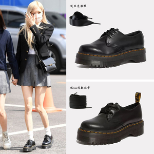 rose朴彩英同款松糕厚底小皮鞋女英伦学院风1461低帮马丁鞋女单鞋