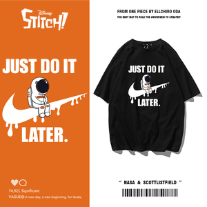 nike耐克nasa宇航员联名夏季百搭纯棉短袖t恤男情侣装欧美宽松ins