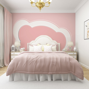 女孩房壁布 粉色墙布公主房 卧室床头背景墙纸 卡通儿童房壁布
