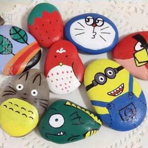 95小东的店铺啊淘宝水粉套装石头画成品儿童手绘画画的用石子礼物