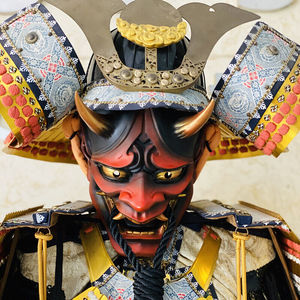 般若面具男恐怖鬼日式和风cosplay浮世绘挂件摆件道具可佩戴黑红