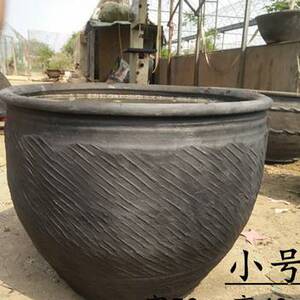 老式土陶无釉大水缸特大号陶瓷泥缸养金鱼庭院睡莲装饰荷花盆瓦.