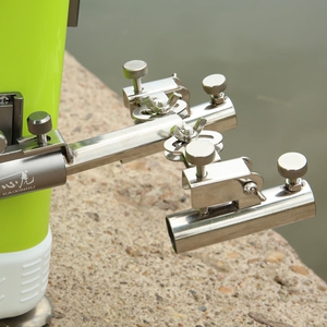 双炮台支架钓箱专用不锈钢座配件多功能拐角架双竿架钓鱼台座防晃