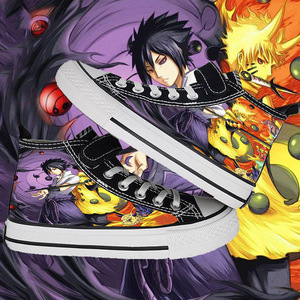 新款男童女童火影忍者周边高帮帆布鞋鼬神鸣人佐助儿童鞋涂鸦潮鞋