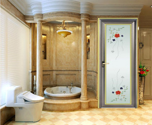 昆明鸿福木门 钢化玻璃卫浴门 厕所门 钛镁铝合金推拉门 卫生间门