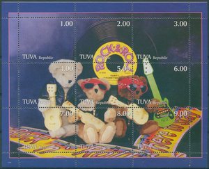 3518：图瓦1999年玩具熊 琴  新票小全张邮票ED