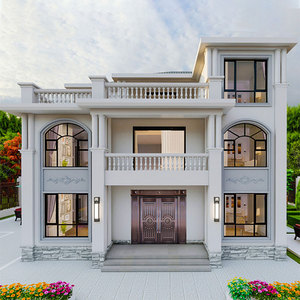 网红欧式二层半别墅设计图纸三层农村自建房设计图豪华大气施工图