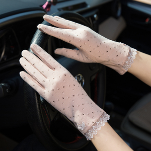 开车防晒手套女防紫外线薄款夏季可触屏透气防滑骑行电动车棉手套