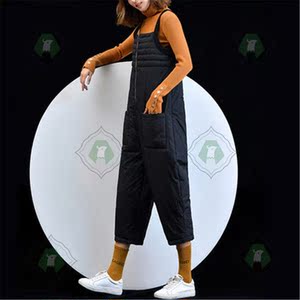 背带羽绒裤女大人棉裤女外穿冬季新款加厚保暖休闲百搭背带裤棉裤