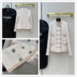 正品代购chanel/香奈儿女装 21春夏新款白富美名媛风气质粉白外套